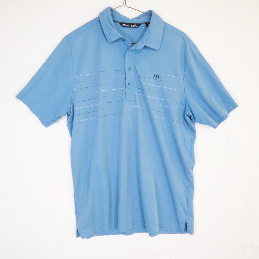 Travis Mathew Polo Shirt Mens Medium Golf Casual Blue Short Sleeve